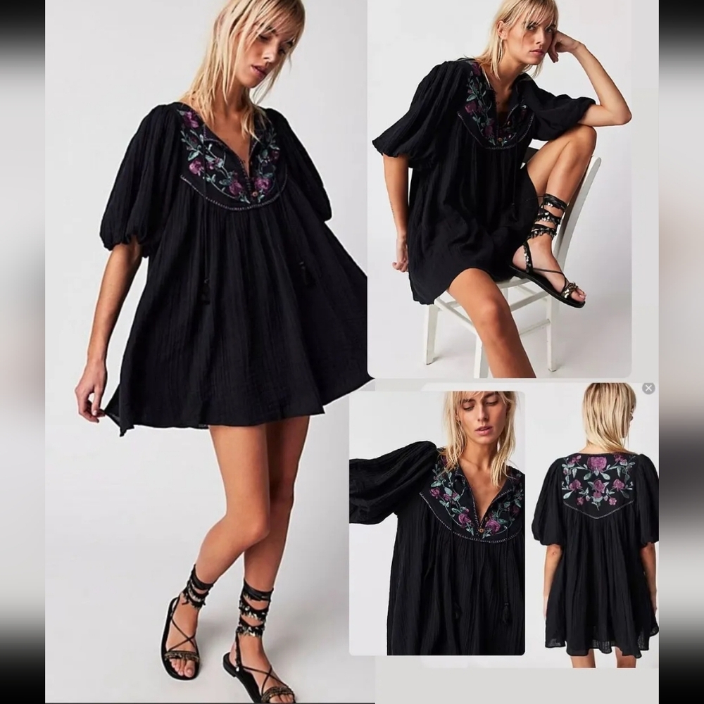 $148 Free People NWOT Rosa Linda Embroidered Dress